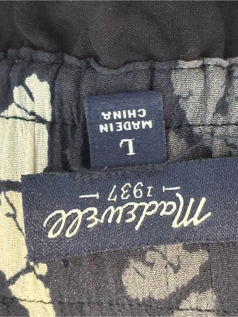 Madewell Black and White Tie-Dye 100% Silk Tile Mini Skirt
